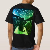 T-shirt Un chat solitaire dans la nuit étoilée (Dos)