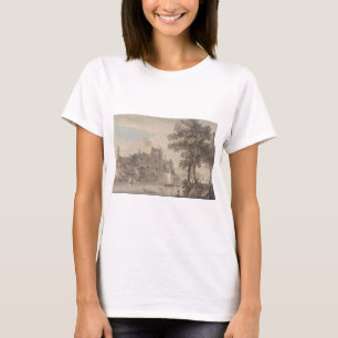 T-shirt Un château sur une rivière - Paul Sandby - c1800
