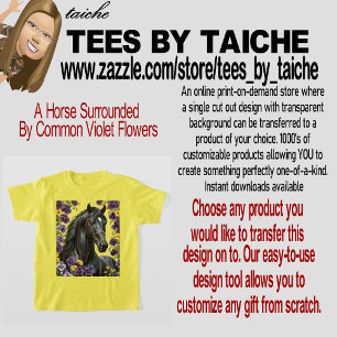 T-shirt Un cheval entouré de fleurs violettes communes