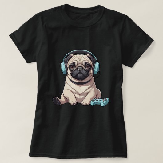 T-shirt Un chien Carlin mignon pour les amateurs de jeu vi (Design devant)