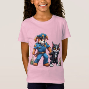 T-Shirt un chien de police et un chat méchant - humour
