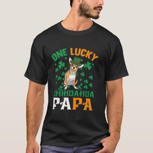 T-shirt Un Chien Lucky Papa Red Chihuahua Papa St patrick (Devant)