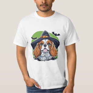 T-shirt Un chien portant un chapeau de sorcière avec des c