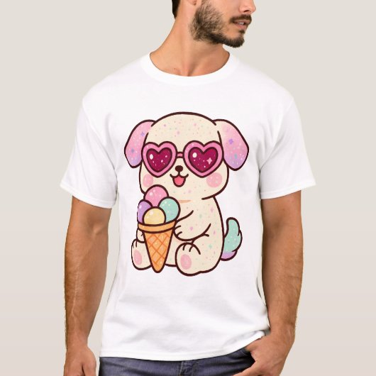 T-shirt Un chiot avec de la glace (Devant)
