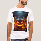 T-shirt un citrouille d'halloween avec un visage effrayant (Devant)