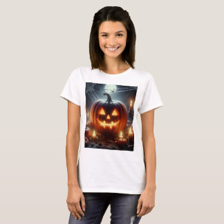 T-shirt un citrouille d'halloween avec une toile d'araigné