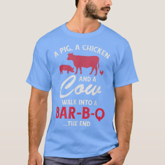 T-shirt Un Cochon Un Poulet Et Une Vache Drôle Barbecue Gr