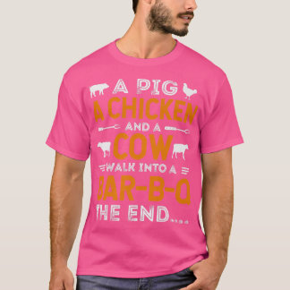 T-shirt Un cochon, un poulet et une vache entrent dans un