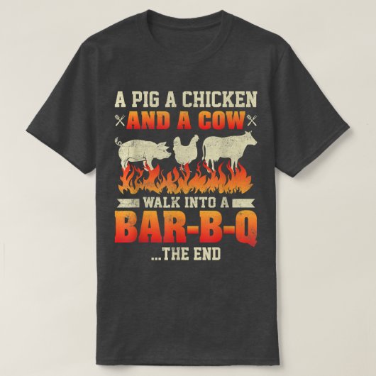 T-shirt Un Cochon Un Poulet Et Une Vache Un BBQ Drôle (Design devant)