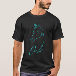 T-shirt Un Coeur Pour Chevaux Rider Cheval Cheval Avec Amo