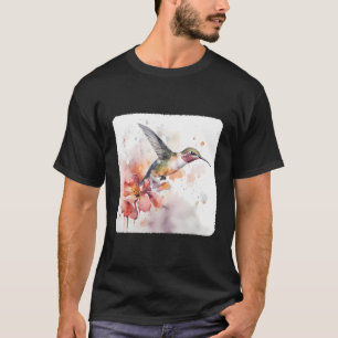 T-shirt Un Colibri Qui Traverse Par Des Ailes De Fleurs Do