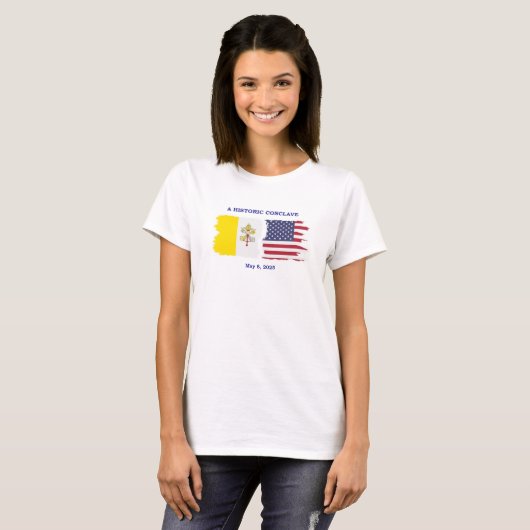 T-shirt Un conclave historique - Pape Léon XIV - USA Vatic (Devant entier)
