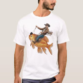 T-shirt Un cow-boy drôle à cheval sur un poisson (Devant)