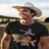 T-shirt Un cow-boy drôle à cheval sur un poisson