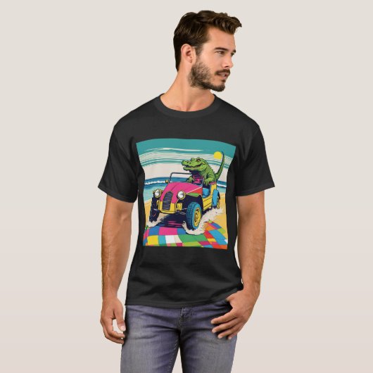 T-shirt Un Crocodile Conduisant Un Beach Buggy (Devant entier)