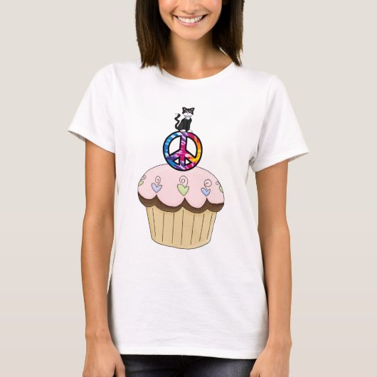 T-shirt Un cupcake Kitty Peace (Devant)