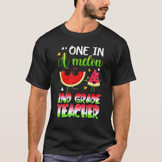 T-shirt Un Dans Un Melon Enseignant De 2e Année Pastèque S (Devant)