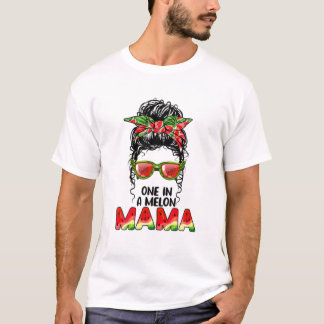 T-shirt Un Dans Un Melon Mama Messy Bun Watermelon Summer 