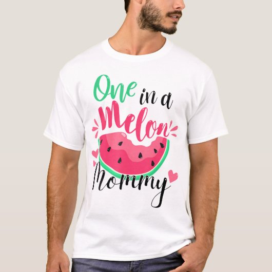 T-shirt Un Dans Un Melon Mommy Été Fête d'Anniversaire Mat (Devant)