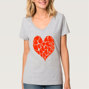 T-shirt Un design romantique cœur à cœur monotone rouge