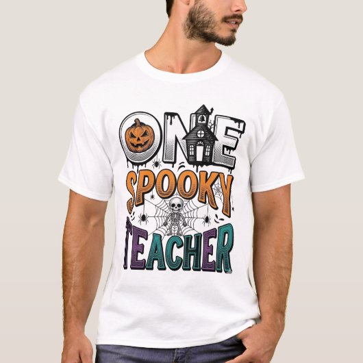 T-shirt Un design vectoriel Halloween d'un professeur effr (Devant)