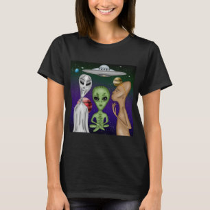 T-shirt Un dessin d'alien Anunnaki gris et petit vert 