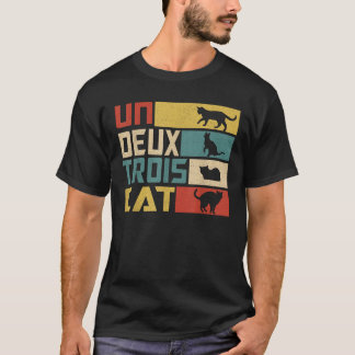 T-shirt Un Deux Trois Chat Drôle de jeu de mots français D