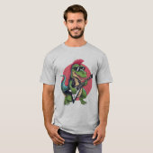T-shirt un dinosaure de dessin animé jouant d'une guitare  (Devant entier)