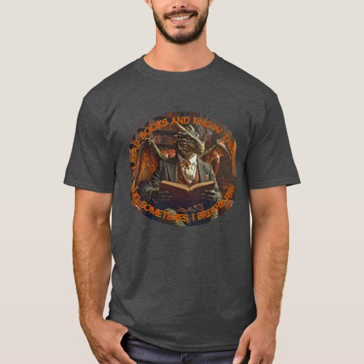 T-shirt Un dragon lisant pour apprendre et se divertir. (Devant)