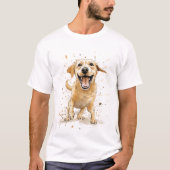 T-shirt Un drôle de dessin animé Jaune Labrador (Devant)