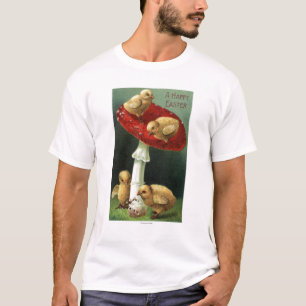 T-shirt Un EasterChicks heureux sur le champignon rouge