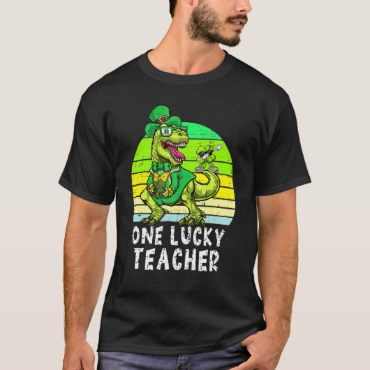 T-shirt Un enseignant chanceux St Patrick's Day Dinosaur 1 (Devant)