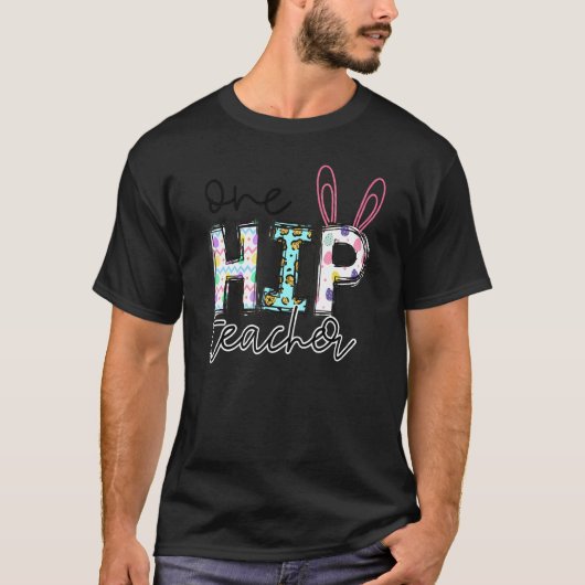 T-shirt Un Enseignant De Hip Funny Bunny Oeuf Chasse Migno (Devant)