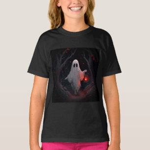 T-shirt Un fantôme blanc tenant une lanterne rouge avec de