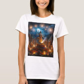 T-shirt un feu d'artifice avec une statue de divinité (Devant)