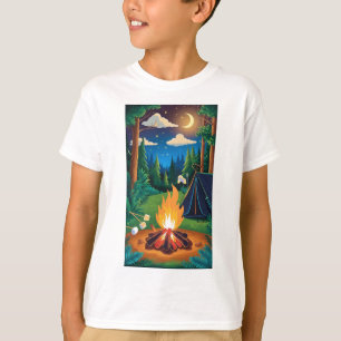 T-shirt Un feu de camp avec des guimauves qui grillent sou