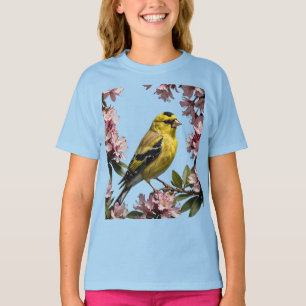 T-shirt Un Goldfinch Américain Entouré De Rhododendron
