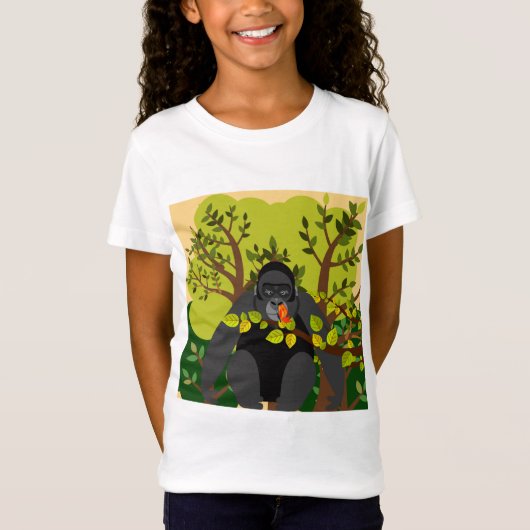 T-Shirt Un gorille hypnotisé par un papillon (Devant)