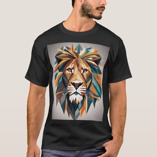 T-shirt Un graphique Lion moderne au style géométrique (Devant)