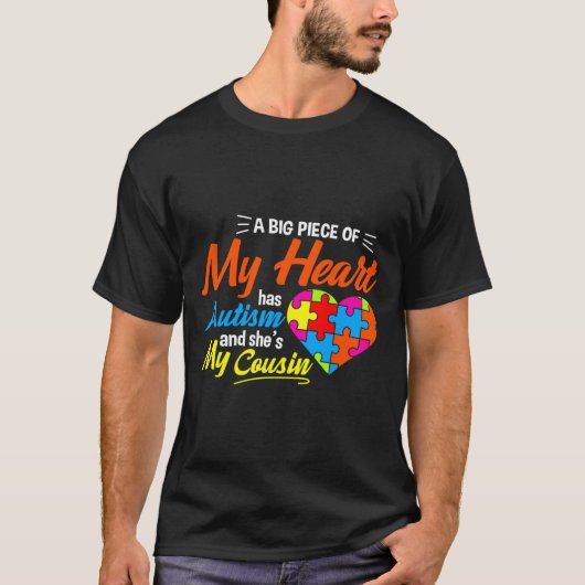 T-shirt Un Gros Morceau De Mon Coeur A L'Autisme (Devant)