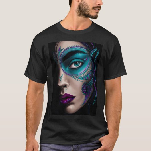 T-shirt Un gros plan d'un visage (Devant)