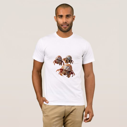 T-shirt Un groupe de crabes ermites marchant sur une plage (Devant entier)