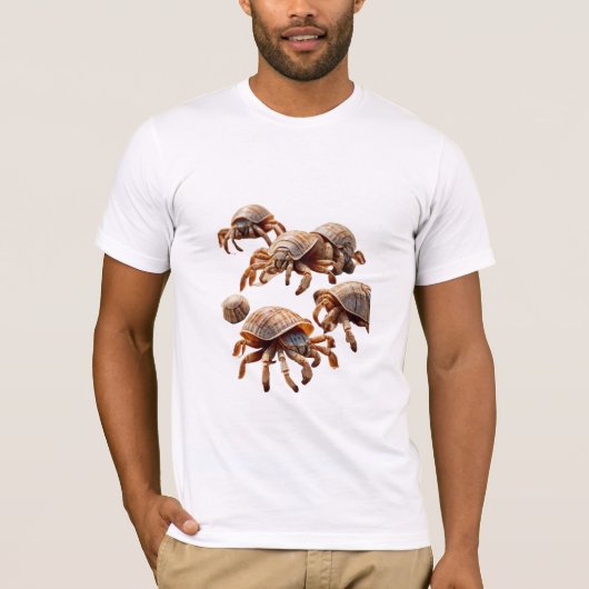T-shirt Un groupe de crabes ermites marchant sur une plage (Devant)