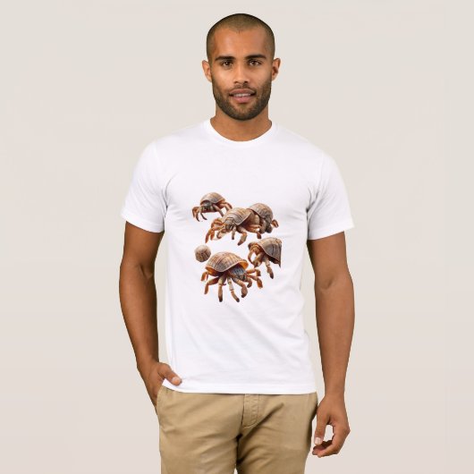 T-shirt Un groupe de crabes ermites marchant sur une plage (Devant entier)