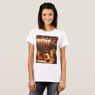 T-shirt un groupe de menorah avec les mots xmas sur le fro