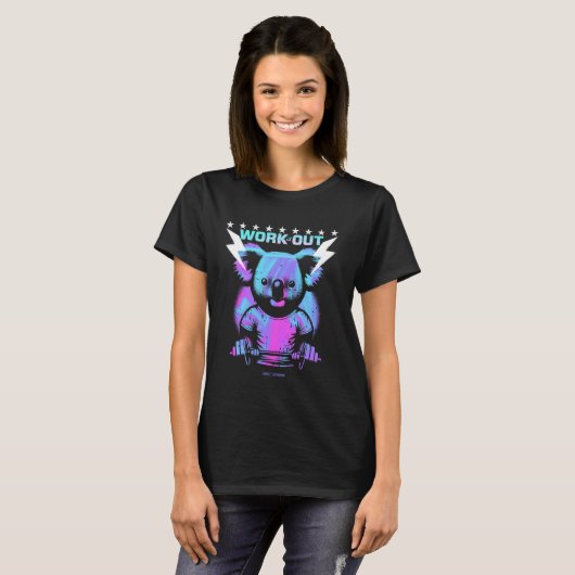 T-SHIRT UN GYM KOALA BEAR - EXERCICE D'EXERCICE VIBES AMUS (Devant entier)