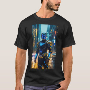 T-shirt un héros s'élève au-dessus, protégeant la ville de