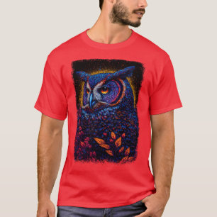 T-shirt Un hibou dessiné avec des lignes et des points de