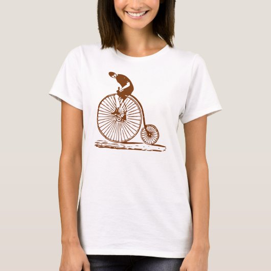 T-shirt Un homme avec un penny Farthing - Brown (Devant)