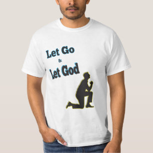 T-shirt Un Homme Bleu Priant Kneeling Laisse Aller Dieu